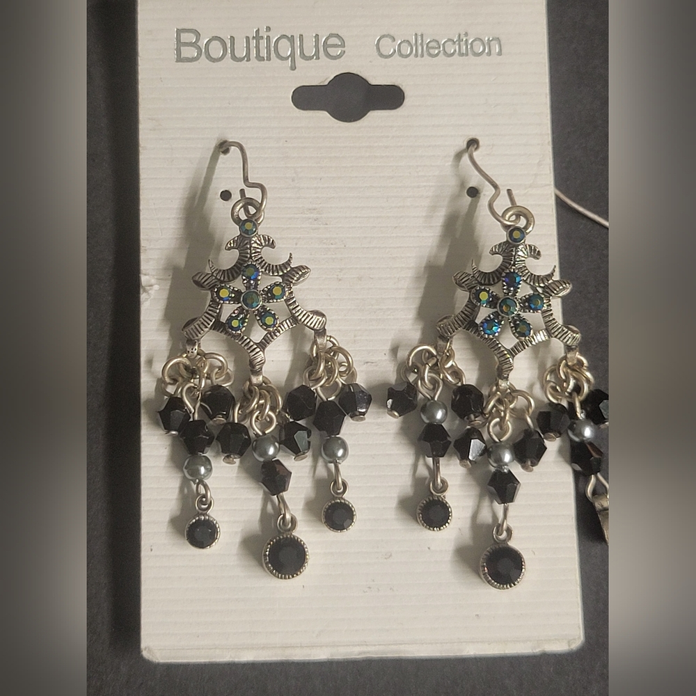 Elegant Black and Silver Chandelier Earrings